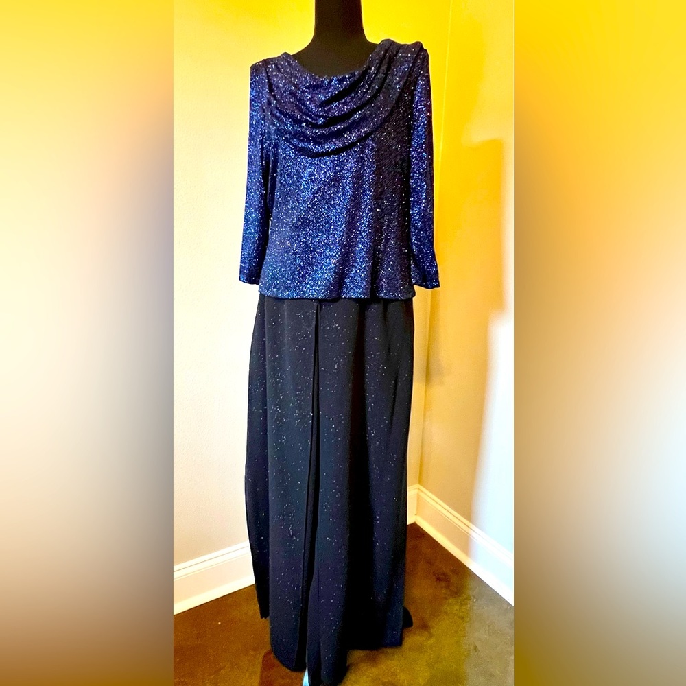 Metaphor Glittery Outfit (Drape Neck Top & Palazzo Pants)